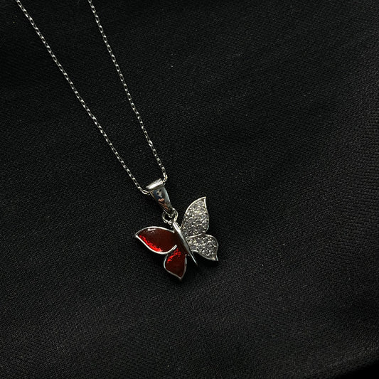 Konmer Silver Butterfly Pendant with Chain - RP003