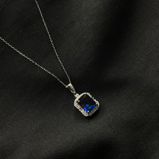 Konmer Blue Sapphire 92.5 Silver Pendant - RP001