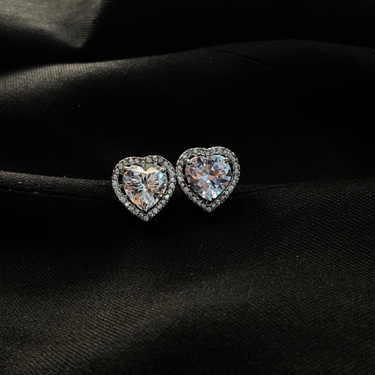 Konmer 92.5 Silver Earrings Heart Shape - RE002